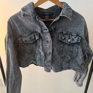 Forever 21 Charcoal Cropped Denim Jacket